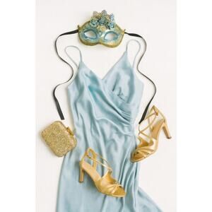 La Maschera del Galeone Venetian Mask 2013 Hand Painted Italy Blue Gold Roses